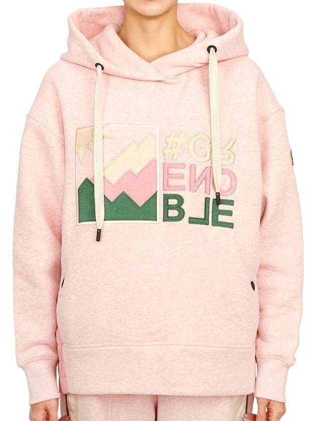 Mountain Logo Hoodie Rose Pink - MONCLER - BALAAN 2