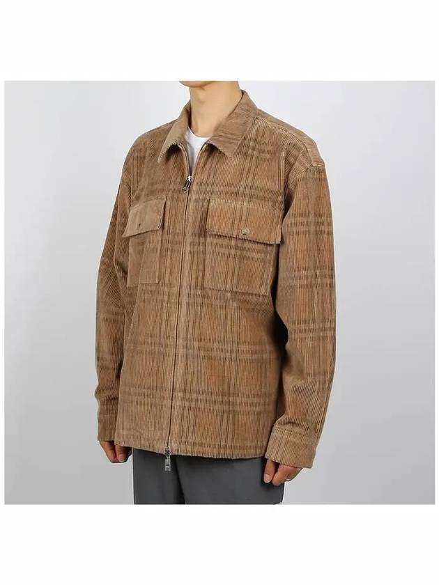 Check Corduroy Long Sleeve Shirt Beige - BURBERRY - BALAAN 3