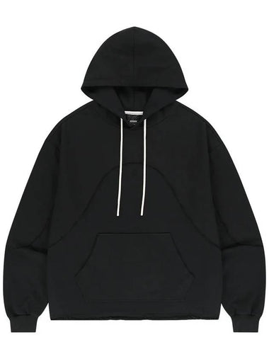 Curved Incision Heavy Sweat Hoodie Black - OFFGRID - BALAAN 1