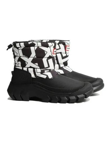 Intrepid H Print Short Snow Boots Black White WFS1002PCTBWT - HUNTER - BALAAN 1