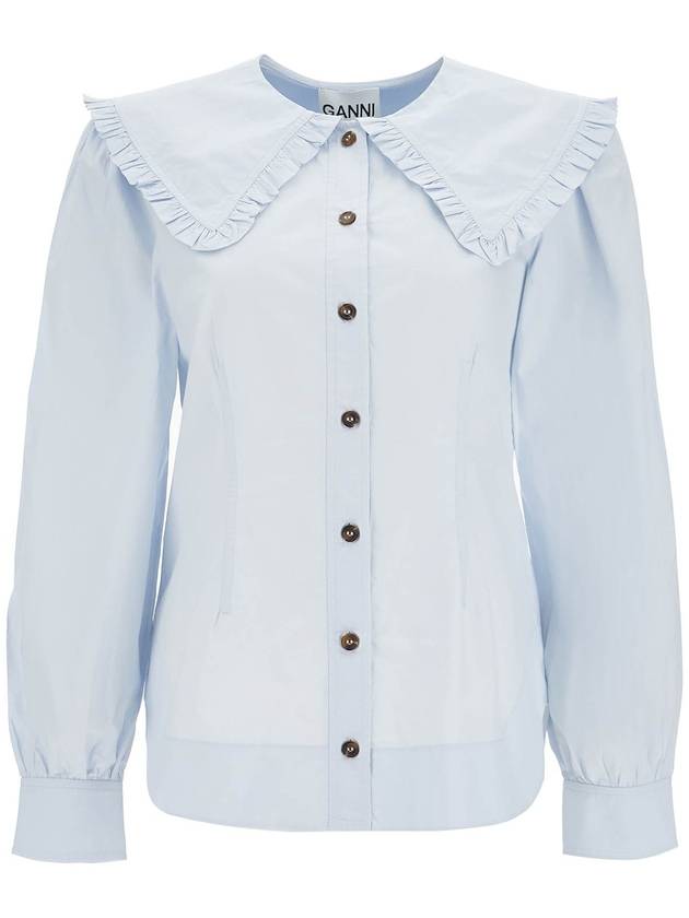 Poplin Frill Collar Shirt Blouse Heather - GANNI - BALAAN 2