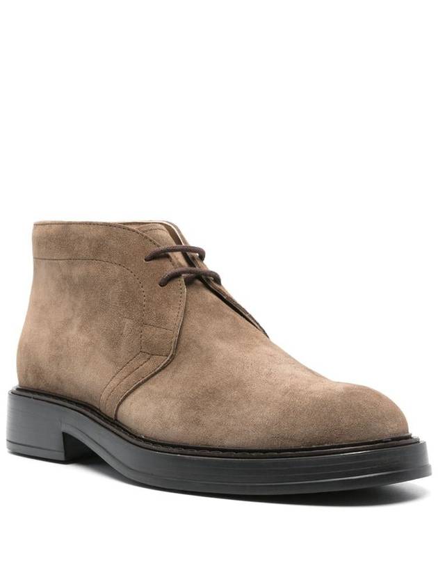 Desert Round Toe Suede Ankle Boots Brown - TOD'S - BALAAN 3