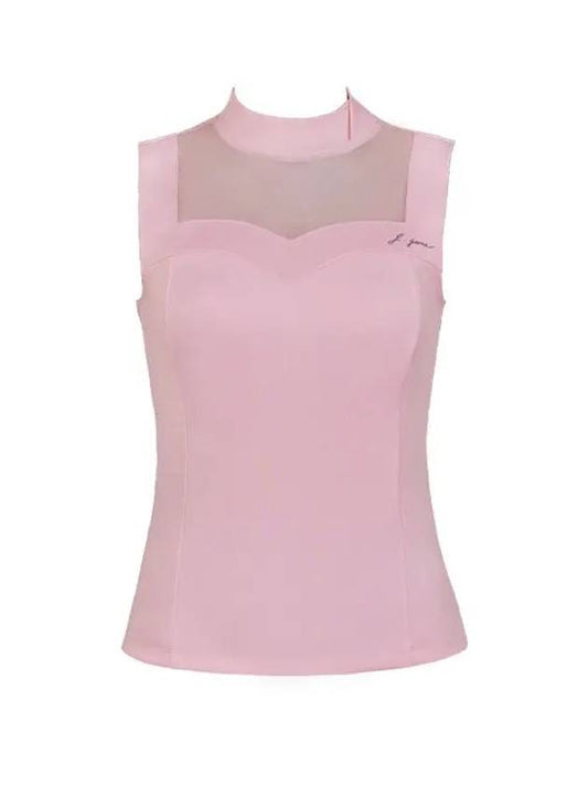 Golf Wear Heart Neck See-through Sleeveless Pink - J JANE - BALAAN 2