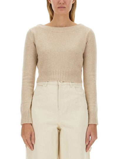 Angry Wool Cashmere Crop Knit Top Beige - MAX MARA - BALAAN 2