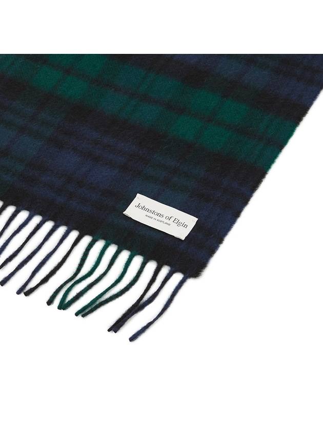 Iconic Tartan Cashmere Muffler Navy Green - JOHNSTONS OF ELGIN - BALAAN 6