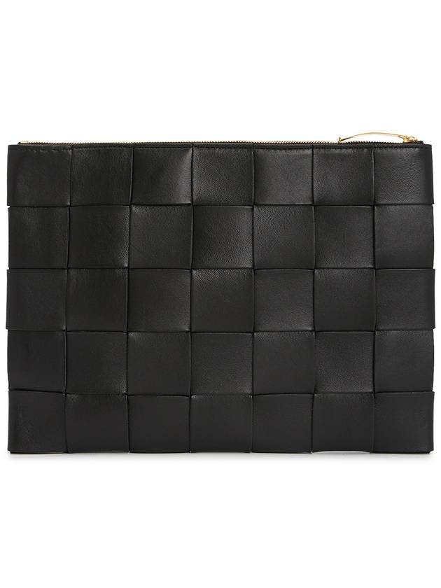 Cassette Intrecciato Medium Clutch Bag Black - BOTTEGA VENETA - BALAAN 4