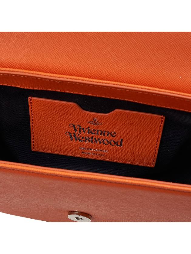 Linda Logo Plaque Saffiano Leather Cross Bag Orange - VIVIENNE WESTWOOD - BALAAN 10