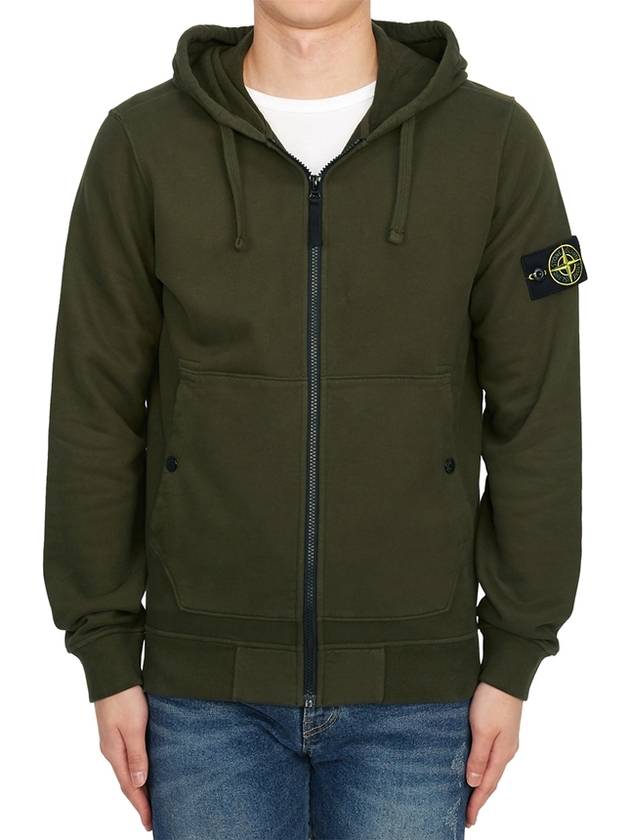 Wappen Patch Cotton Zip Up Hoodie Olive - STONE ISLAND - BALAAN 3