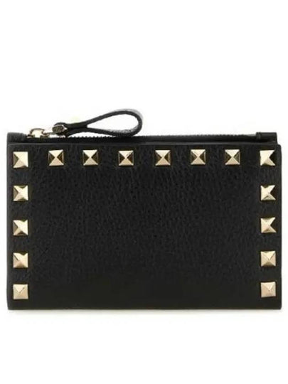 Rockstud Zipper Coin Card Wallet Black - VALENTINO - BALAAN 2