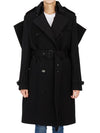Women's Panel Detail Cashmere Wool Blend Trench Coat Black - BURBERRY - BALAAN 4