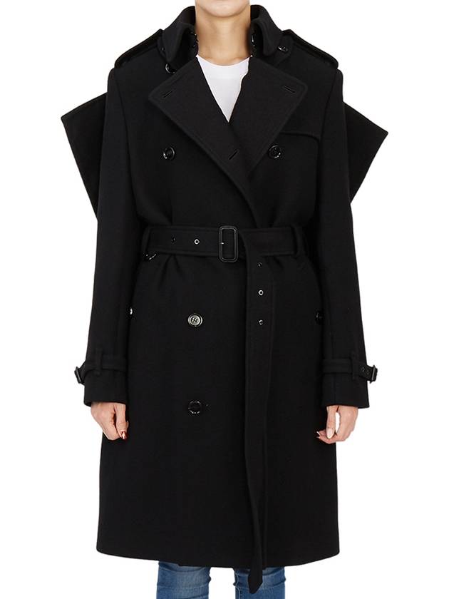 WoMen's Panel Detail Cashmere Wool Blend Trench Coat Black - BURBERRY - BALAAN 4