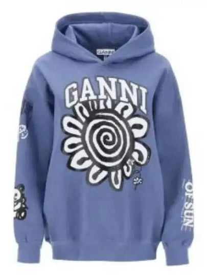 Printed Cotton Hoodie Blue - GANNI - BALAAN 2