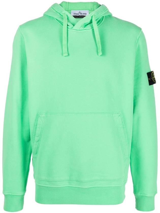 Wappen Patch Cotton Fleece Hoodie Light Green - STONE ISLAND - BALAAN 2