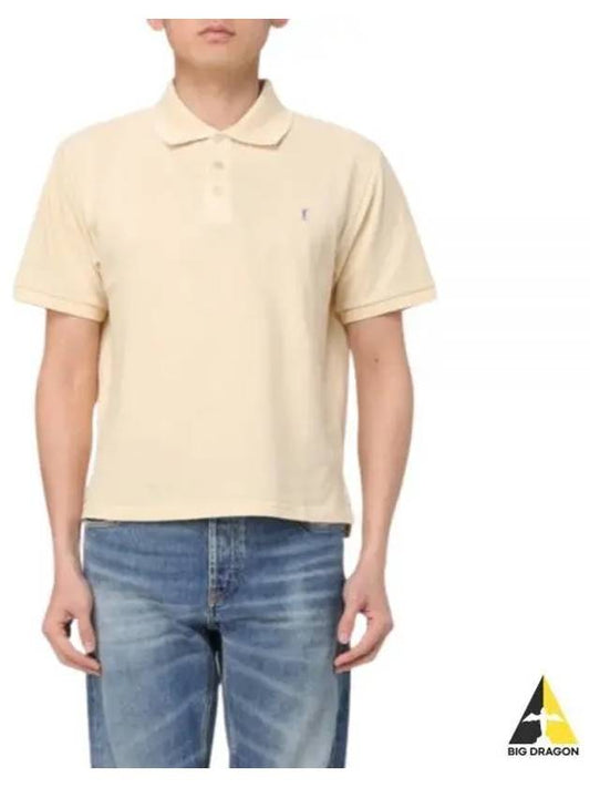 Men's Cassandre Cotton Polo Shirt Beige - SAINT LAURENT - BALAAN 2