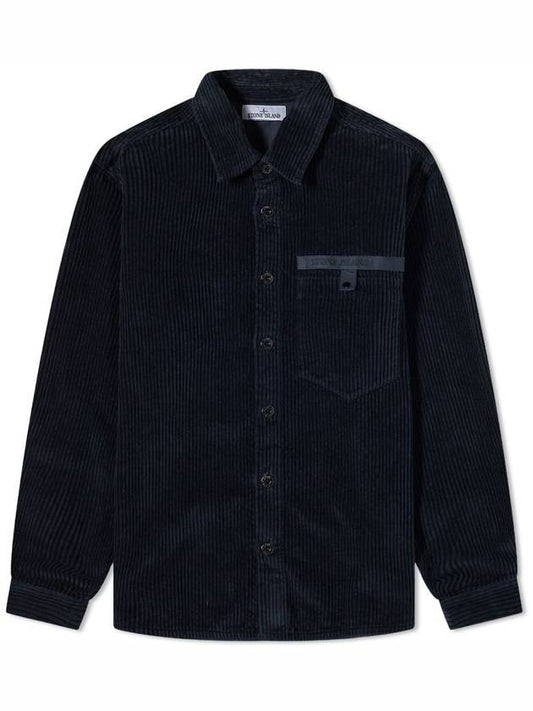 Men's Oversized Long Sleeve Shirt Blue - STONE ISLAND - BALAAN 1