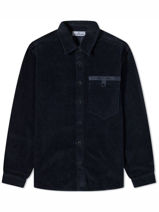 Logo Oversized Cotton Long Sleeve Shirt Navy - STONE ISLAND - BALAAN 1