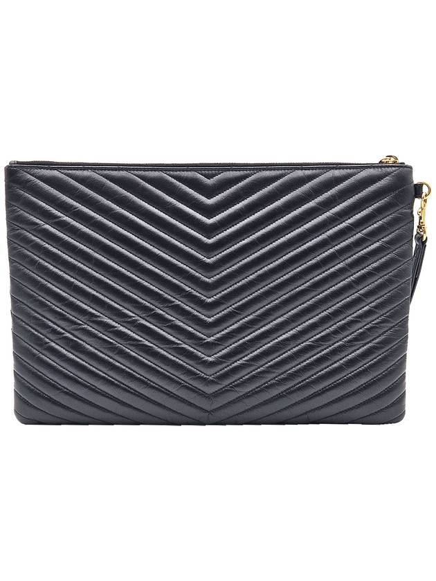 Saint Laurent 440222 Black Matelasse Monogram Document Holder Strap Clutch - SAINT LAURENT - BALAAN 4