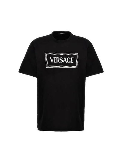 Logo Print Short Sleeve T-Shirt Black - VERSACE - BALAAN 2