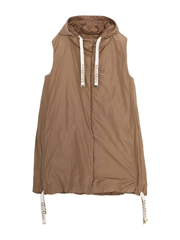 Sisoft Double-Sided Drawstring Hood Padded Long Vest Brown - MAX MARA - BALAAN 4