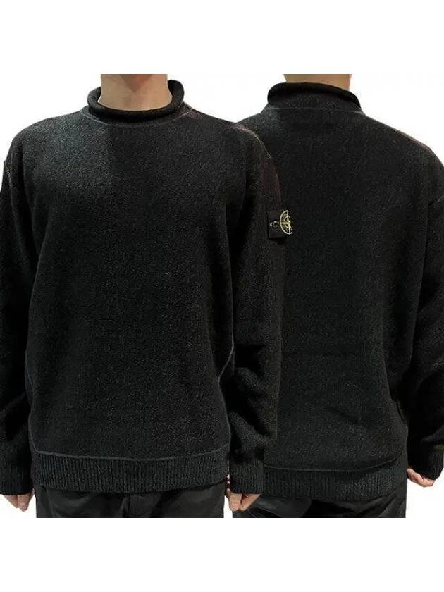 Logo Patch Mock Neck Lambswool Knit Top Dark Green - STONE ISLAND - BALAAN 2