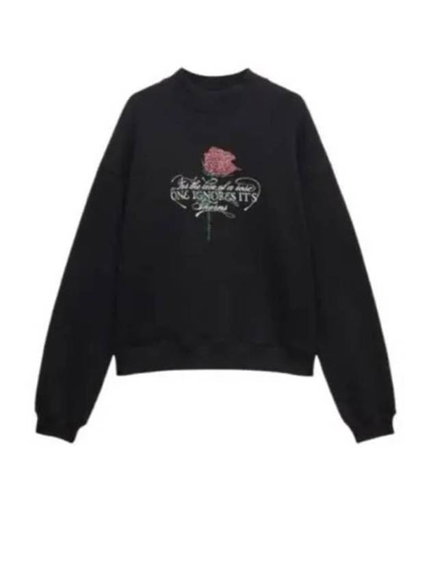 Quote Rhinestone Logo Jersey Sweatshirt Black - MSGM - BALAAN 2