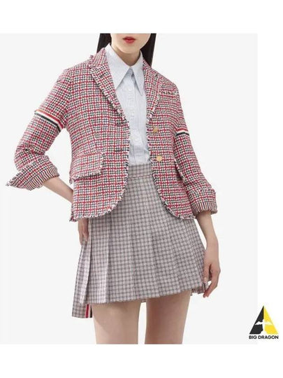 Check Pattern Tweed Jacket Red - THOM BROWNE - BALAAN 2