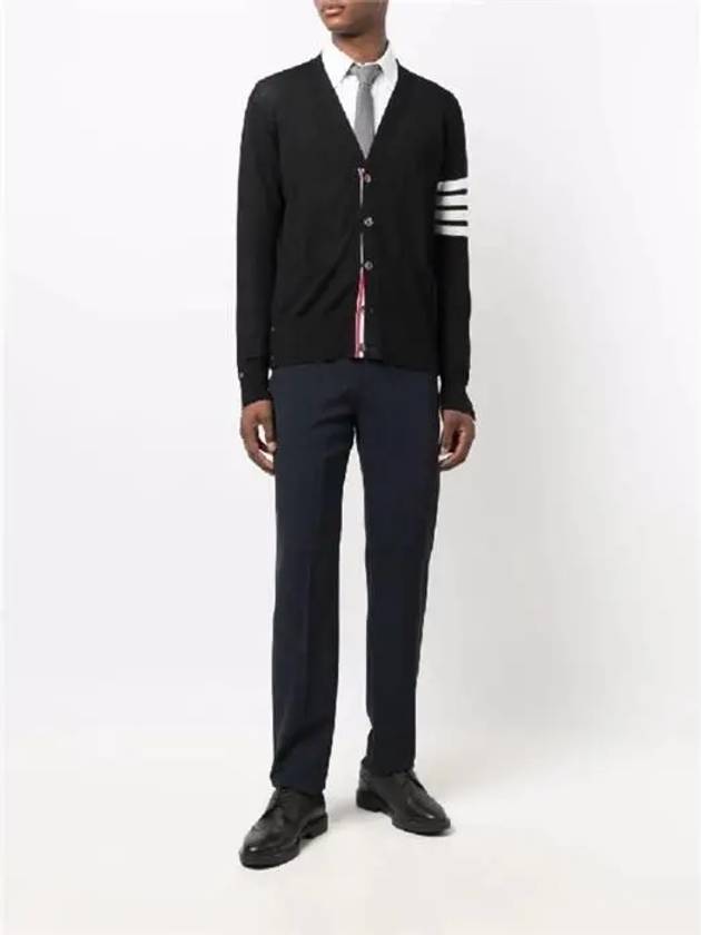 Men's Sustainable Classic Diagonal Wool Cardigan Black - THOM BROWNE - BALAAN 6