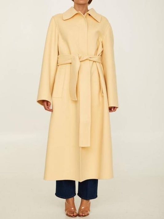 Belted Virgin Wool Single Coat Yellow - JIL SANDER - BALAAN 1