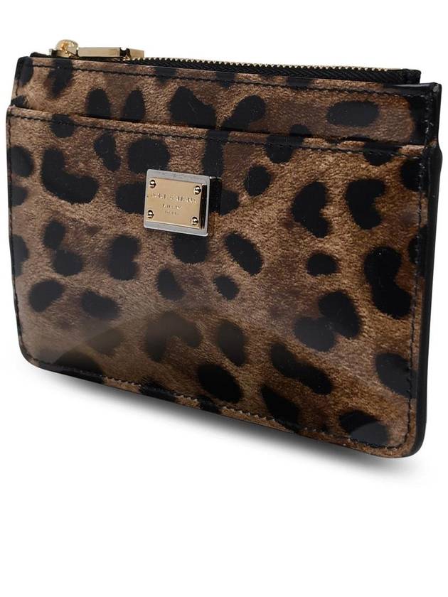 Women's Leopard Print Medium Calfskin Card Wallet Brown - DOLCE&GABBANA - BALAAN 3