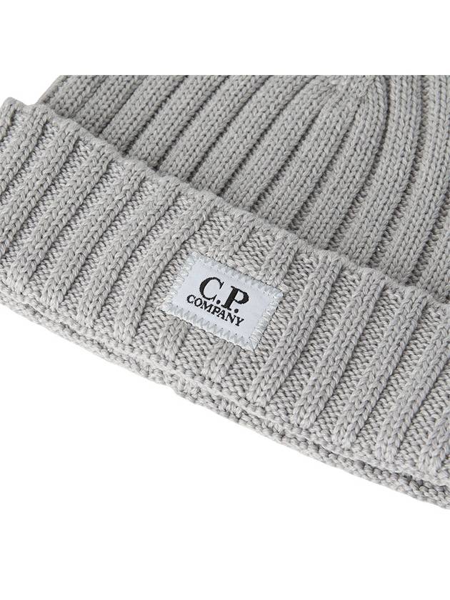 Extra Fine Merino Wool Logo Beanie Grey - CP COMPANY - BALAAN 5