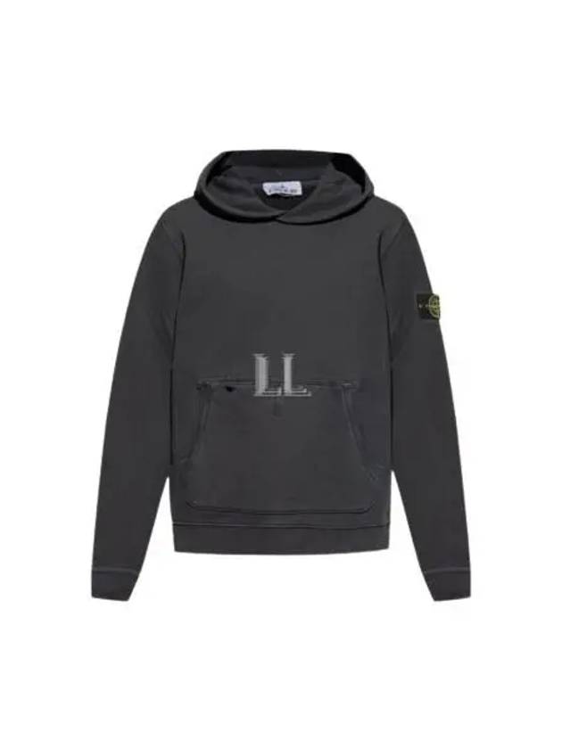 Old Effect Cotton Diagonal Fleece Hoodie Black - STONE ISLAND - BALAAN 2