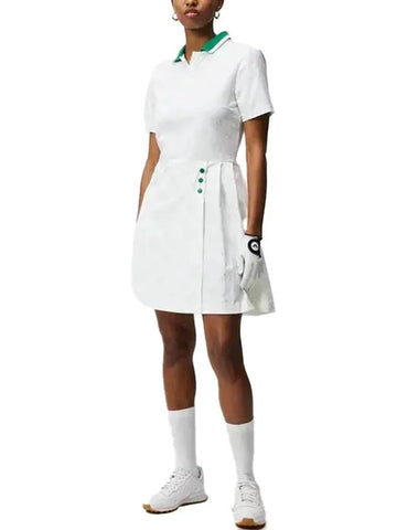 Women's Katherine Mini Dress White Green - J.LINDEBERG - BALAAN 1