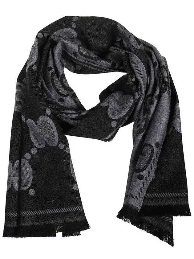 GG Wool Jacquard Scarf Grey - GUCCI - BALAAN 3