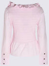 Women's Poplin Wide Square Neck Cotton Blouse Pink - GANNI - BALAAN 4