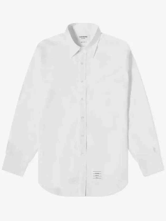 Men's Grosgrain Placket Solid Poplin Long Sleeve Shirt White - THOM BROWNE - BALAAN 2