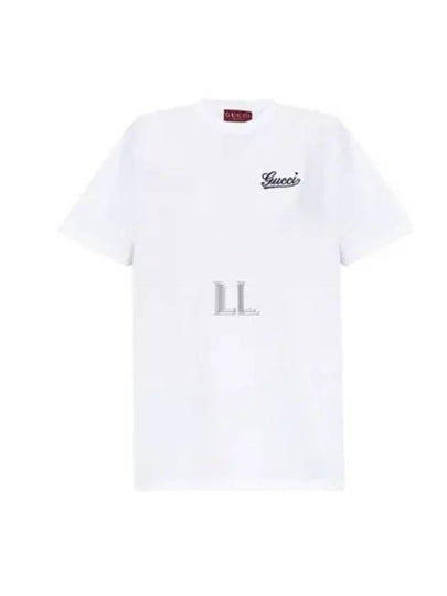 Embroidered Cotton Short Sleeve T-Shirt Off White - GUCCI - BALAAN 2