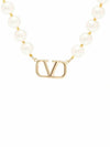 Metal Swarovski Pearl V Logo Signature Necklace 4W0J0P13 UXM 0O3 - VALENTINO - BALAAN 2