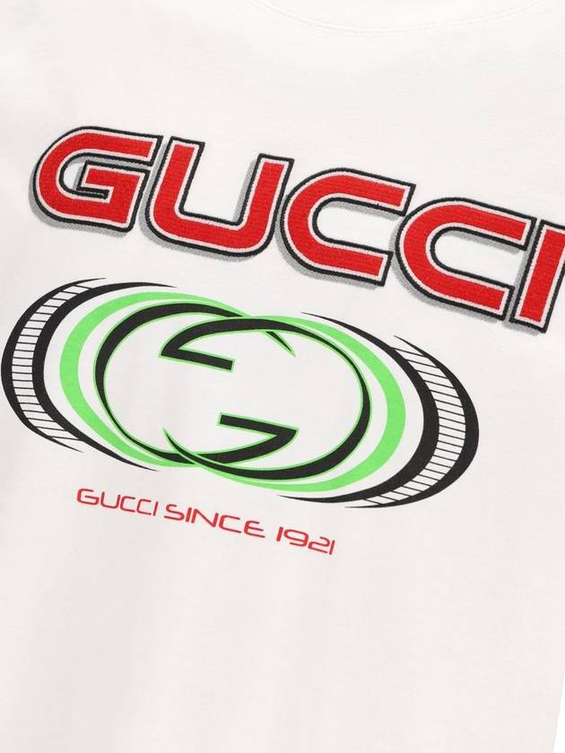 Printed Cotton Jersey Long Sleeve T Shirt White - GUCCI - BALAAN 4