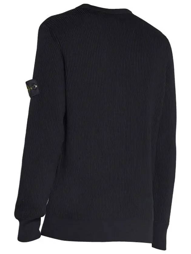 Wappen Patch Crew Neck Ribbed Wool Knit Top Black - STONE ISLAND - BALAAN 4