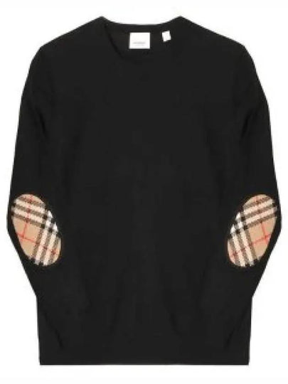 Women s Check Patch Wool Knit Top Black - BURBERRY - BALAAN 2