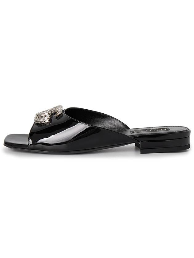 Patent Leather Flat Sandals Black - GUCCI - BALAAN 4