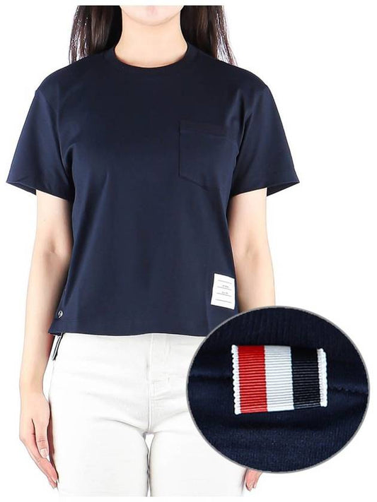 Midweight Jersey Boxy Pocket Short Sleeve T-Shirt Navy - THOM BROWNE - BALAAN 2