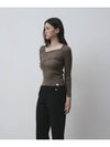 Diagonal neckline slim ribbed knit Cocoa - THE GREEN LAB - BALAAN 9