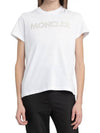 Women s Laminated Logo Short Sleeve T Shirt White - MONCLER - BALAAN 3