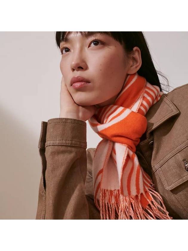 Casaque Vague Muffler Orange Ivory - HERMES - BALAAN 4