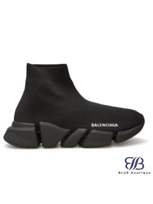 Women's Speed 2 0 Recycled Knit High Top Sneakers Black - BALENCIAGA - BALAAN 2