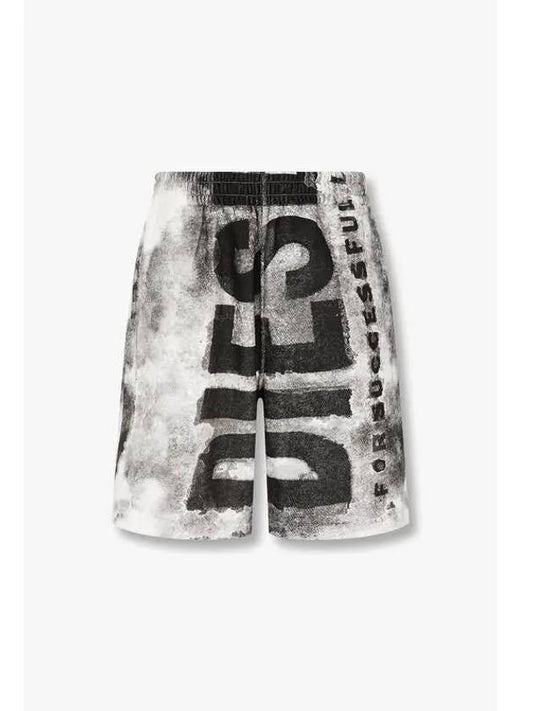 Men s Big Logo Print Banding Shorts White - DIESEL - BALAAN 1