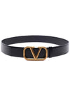 V Logo 40MM Leather Belt Black - VALENTINO - BALAAN 5