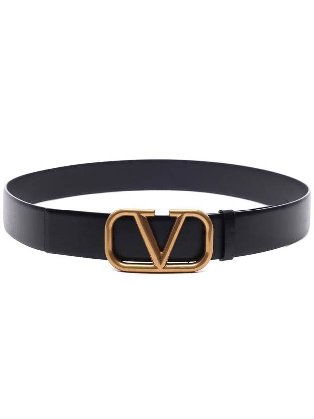 V Logo 40MM Leather Belt Black - VALENTINO - BALAAN 5