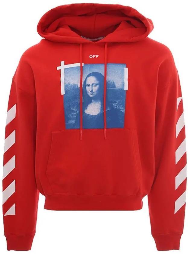 Mona Lisa paint print oversized hooded top red - OFF WHITE - BALAAN.